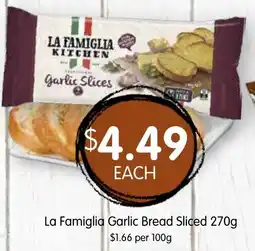 Spudshed La Famiglia Garlic Bread Sliced offer