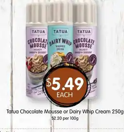 Spudshed Tatua Chocolate Mousse or Dairy Whip Cream offer