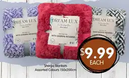 Spudshed Dream Lux Sherpa Blankets Assorted Colours offer