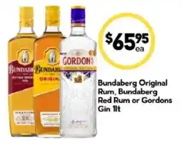 Drakes Bundaberg Original Rum, Bundaberg Red Rum or Gordons Gin offer
