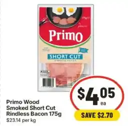 IGA Primo wood smoked short cut rindless bacon offer