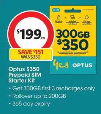 Coles Optus $350 prepaid sim starter kit offer