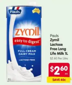 Spar Pauls Zymil Lactose Free Long Life Milk offer