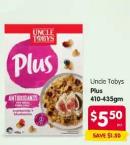 Spar Uncle Tobys Plus offer