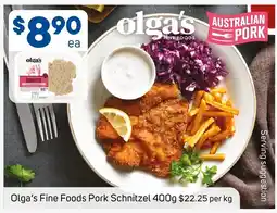 Foodland Olga's Fine Foods Pork Schnitzel offer