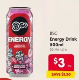 Spar BSC Energy Drink offer