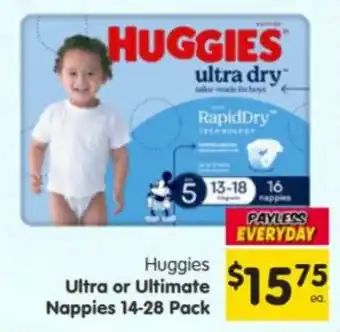 Spar Huggies Ultra or Ultimate Nappies offer