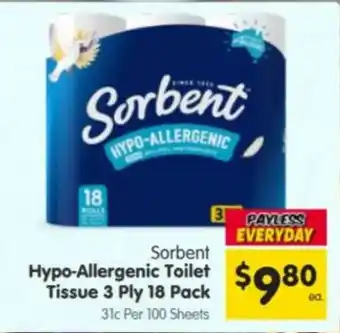 Spar Sorbent Hypo-Allergenic Toilet Tissue offer