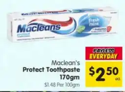 Spar Maclean's Protect Toothpaste offer