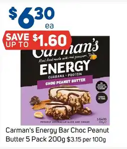 Foodland Carman's Energy Bar Choc Peanut Butter offer