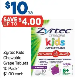 Foodland Zyrtec kids chewable grape tablets offer
