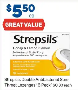 Foodland Strepsils double antibacterial sore throat lozenges offer