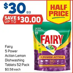 Foodland Fairy 5 Power Action Lemon Dishwashing Tablets offer