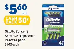 Foodland Gillette Sensor 3 Sensitive Disposable Razors offer