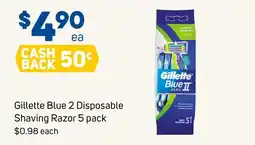 Foodland Gillette Blue 2 Disposable Shaving Razor offer
