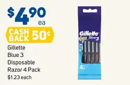 Foodland Gillette Blue 3 Disposable Razor offer