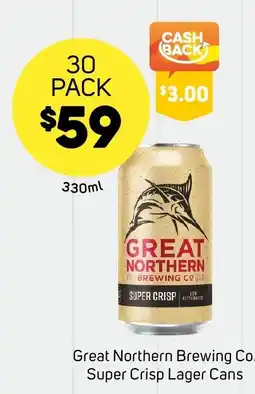 Foodland Great Northern Brewing Co Super Crisp Lager Cans offer