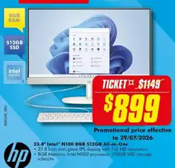 The Good Guys hp 23.8" Intel N100 8GB 512GB All-in-One offer