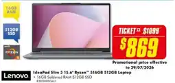 The Good Guys Lenovo IdeaPad Slim 3 15.6" Ryzen™ 516GB 512GB Laptop offer
