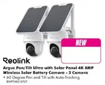 The Good Guys Reolink Argus Pan/Tilt Ultra with Solar Panel 4K 8MP Wireless Solar Battery Camera - 2 Camera offer