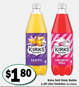 Friendly Grocer Kirks Soft Drink Bottle 1.25 Litre Varieties offer