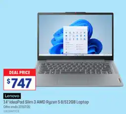 Officeworks Lenovo 14" IdeaPad Slim 3 AMD Ryzen 5 8/512GB Laptop offer