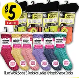 Not Quite Right Furo Work Socks 3 Packs or Ladies Knitted Sherpa Socks offer