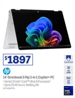 Officeworks hp Omnibook 5 Flip 2-in-1 Copilot+ PC offer