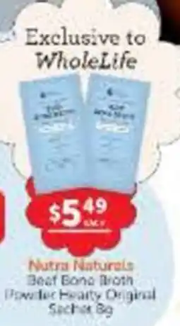 WHOLELIFE Nutra Naturals Beef Bone Broth Powder Hearty Original Sachet offer