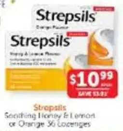 WHOLELIFE Strepsils Soothing Honey & Lemon or Orange 36 Lozenges offer