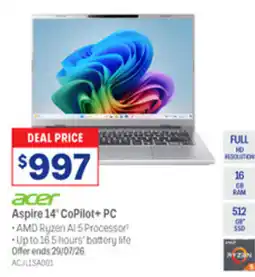 Officeworks acer Aspire 14" CoPilot+ PC offer