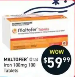 Chemist King Maltoferr Oral Iron 100mg Tablets offer