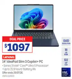 Officeworks Lenovo 14" IdeaPad Slim 3 Copilot+ PC offer
