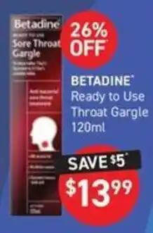 Chemist King Betadine Ready to Use Throat Gargle offer