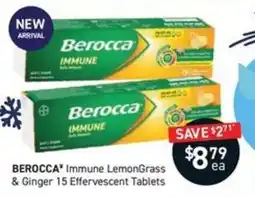Chemist King Berocca Immune LemonGrass & Ginger 15 Effervescent Tablets offer