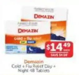 WHOLELIFE Demazin Cold + Flu Relief Day + Night 48 Tablets offer