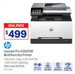 Officeworks hp Laserjet Pro 3301FDW Multifunction Printer offer