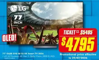 The Good Guys LG 77" OLED EVO AI C6 4K Smart TV 2026 offer