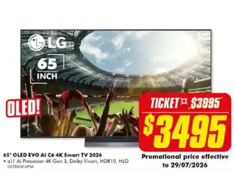 LG 65" OLED EVO AI C6 4K Smart TV 2026