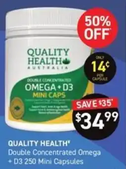 Chemist King Quality Health Double Concentrated Omega + D3 250 Mini Capsules offer