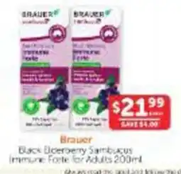 WHOLELIFE Brauer Black Elderberry Sambucus Immune Forte for Adults offer