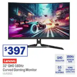 Officeworks Lenovo 32" QHD 180Hz Curved Gaming Monitor offer