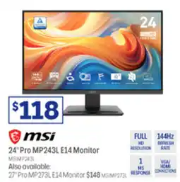 Officeworks msi 24" Pro MP243L E14 Monitor offer