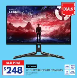 Officeworks Lenovo 27" QHD 200Hz R27QE G2 Monitor offer
