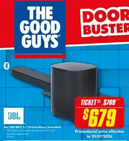 The Good Guys JBL Bar 500 MK2 5.1 Virtual Atmos Soundbar offer