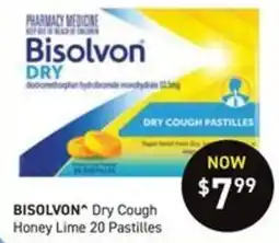 Chemist King Bisolvon Dry Cough Honey Lime 20 Pastilles offer
