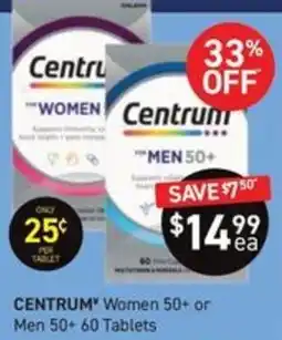 Chemist King Centrum Women 50+ or Men 50+ 60 Tablets offer