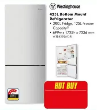 The Good Guys Westinghouse 425L Bottom Mount Refrigerator offer