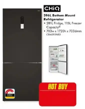 The Good Guys CHiQ 396L Bottom Mount Refrigerator offer