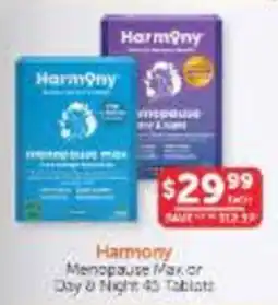 WHOLELIFE Harmony Menopause Max or Day & Night 40 Tablets offer